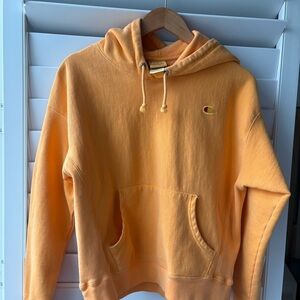 Champion Reverse Weave Hoodie sweatshirt cotton orange size large women